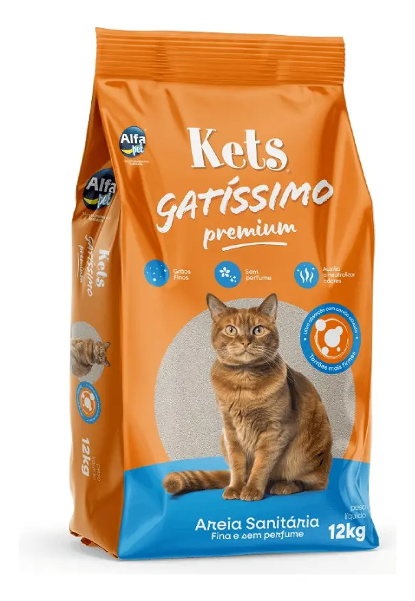 Areia Higiênica Kets Gatíssimo Sem Perfume 12 Kg
