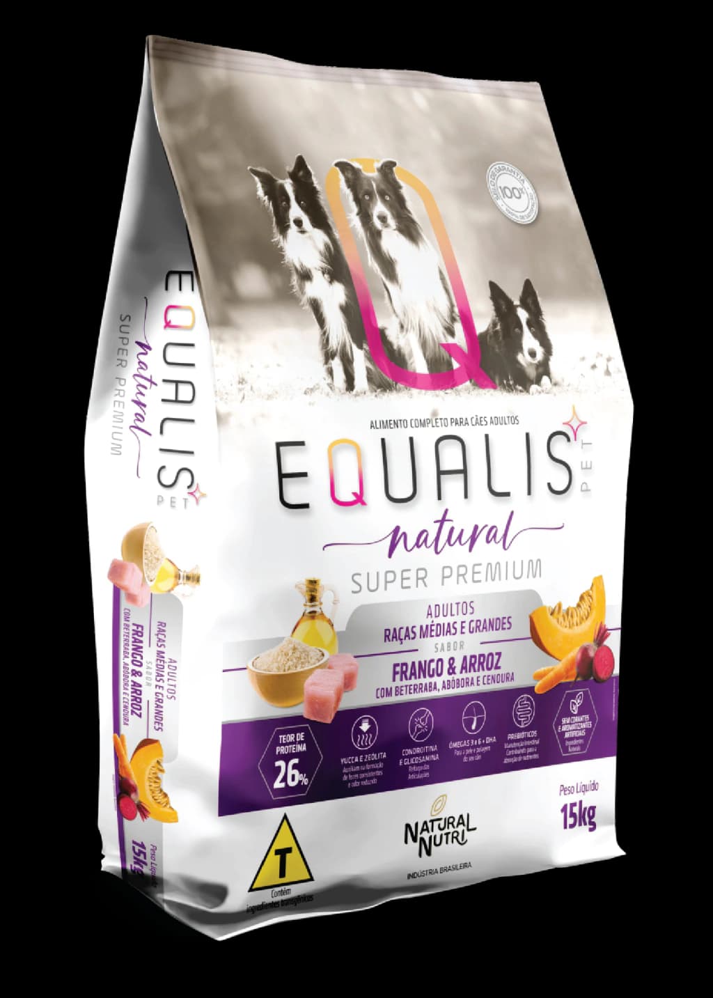 Equalis Natural Super Premium Cães Adultos Grande e Médio Porte 15kg