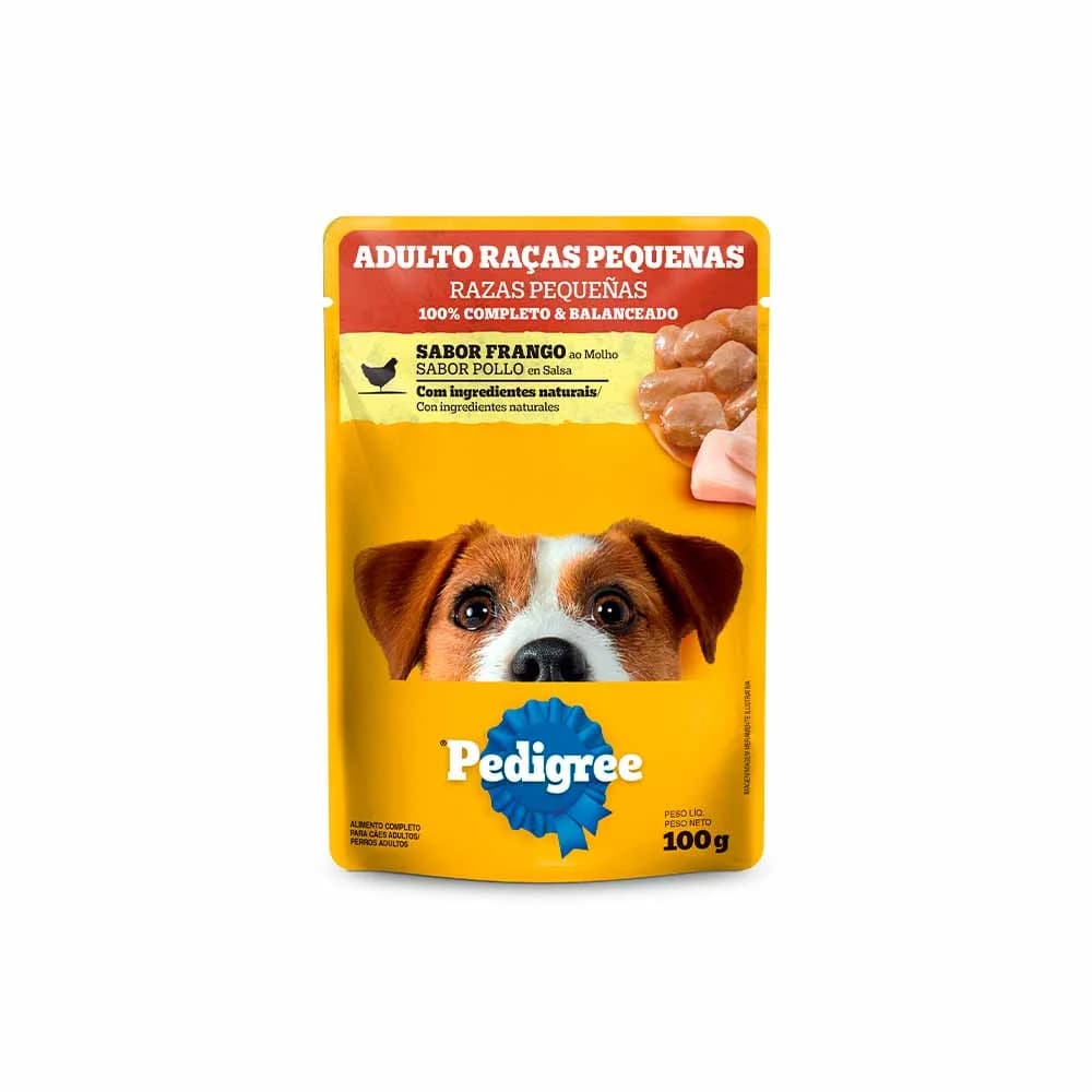 Ração Úmida Pedigree Sachê Cães Adultos Raças Pequenas Frango ao Molho 100g