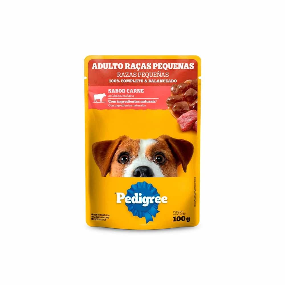 Ração Úmida Pedigree Sachê Cães Adultos Raças Pequenas Carne ao Molho 100g