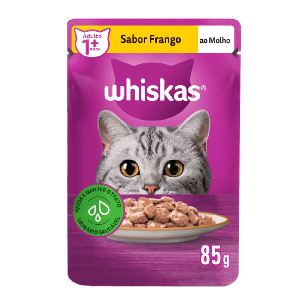 Ração Úmida Whiskas Sachê Gatos Adultos Frango ao Molho 85g